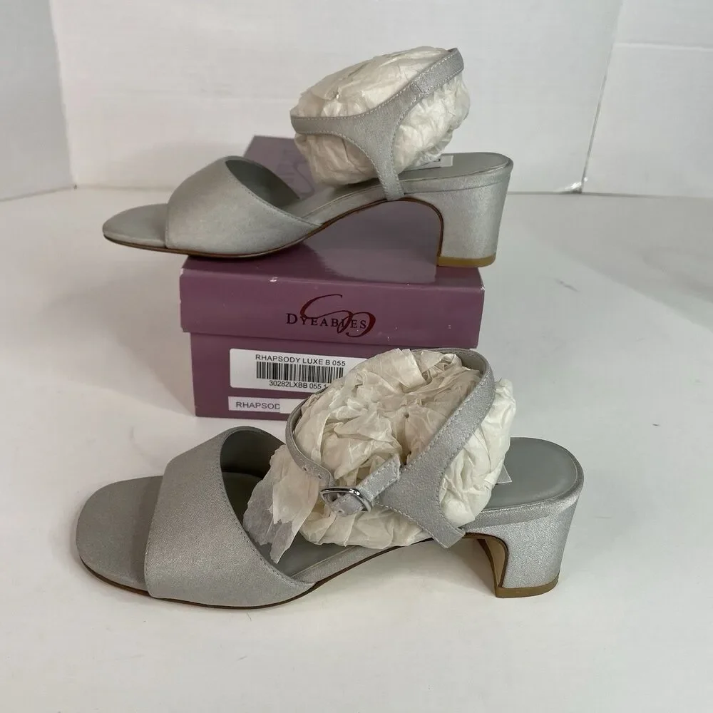 Dyeables Rhapsody Luxe Heels Women’s Size 5 1/2 B, Silver Wedding, Pumps Vintage - Picture 3 of 9